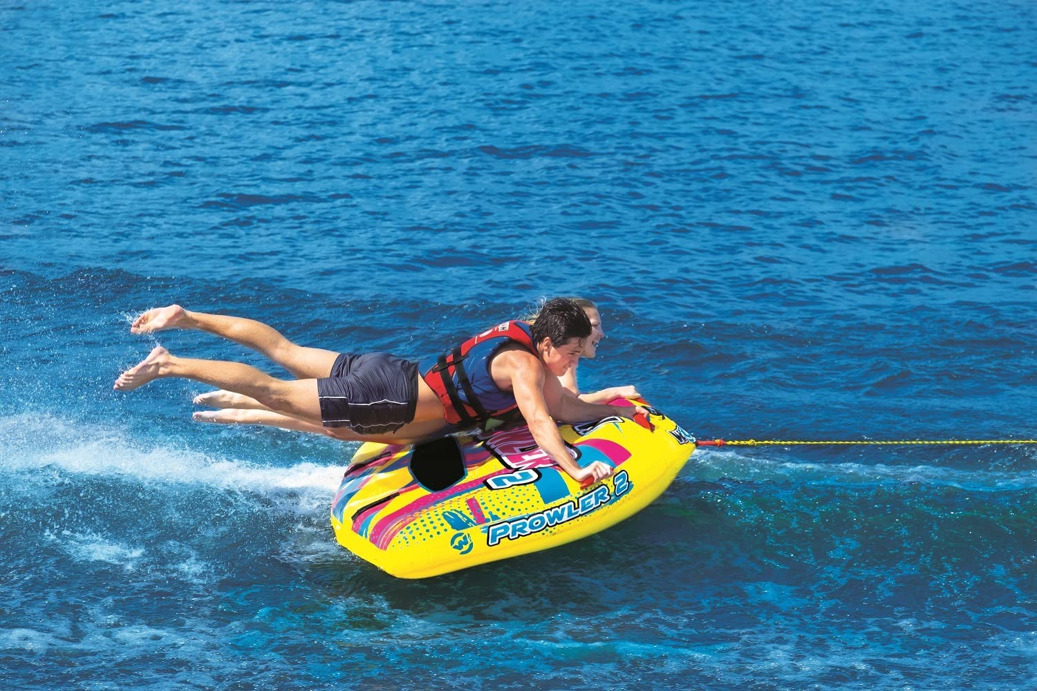 WOW Sports Prowler Towable 2 Person 2P Starter Kit with 12V Pump & 2K Tow Rope (22-WTO-3991-X)