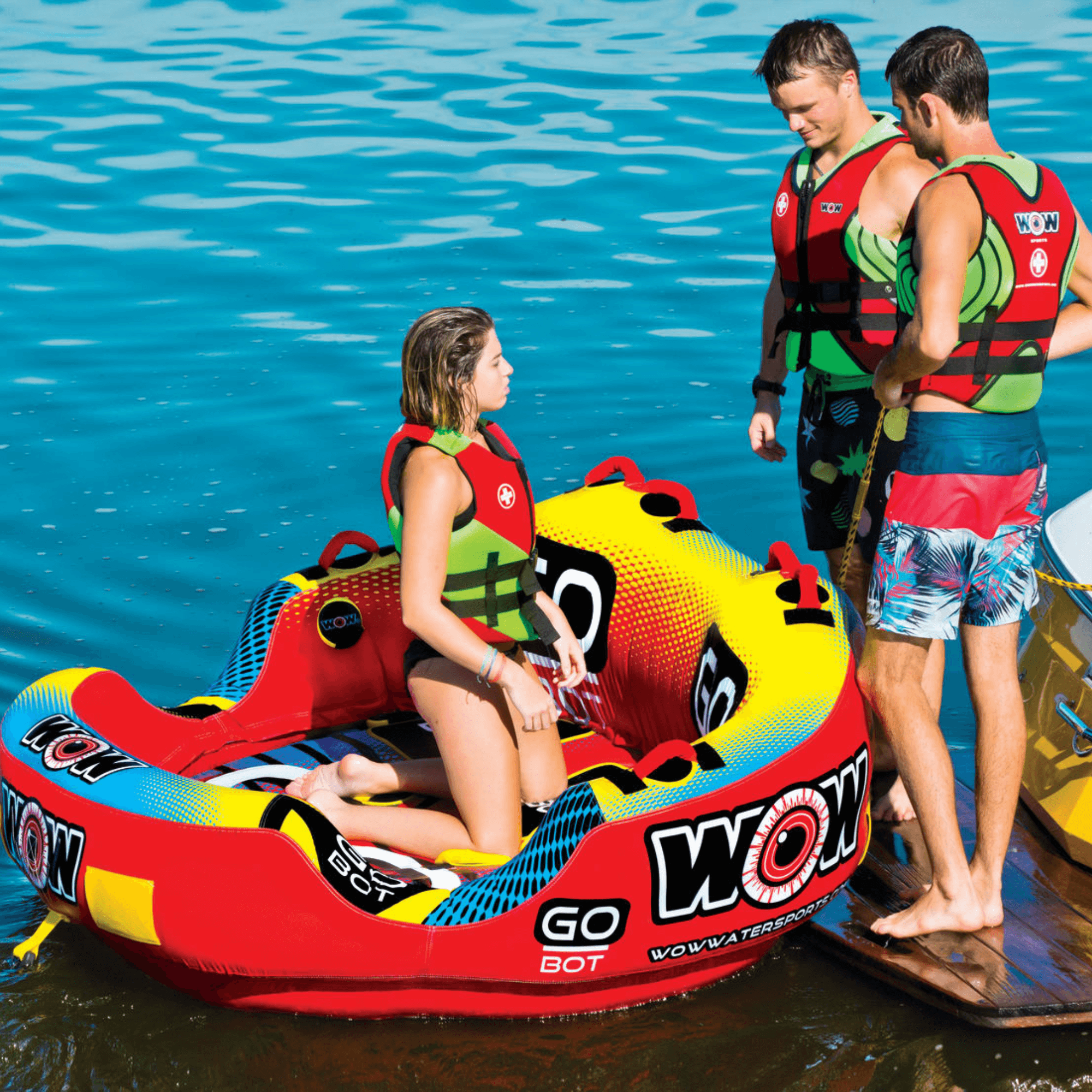 WOW Watersports Go Bot 3 Person Towable Water Tube For Pool and Lake (18-1050)