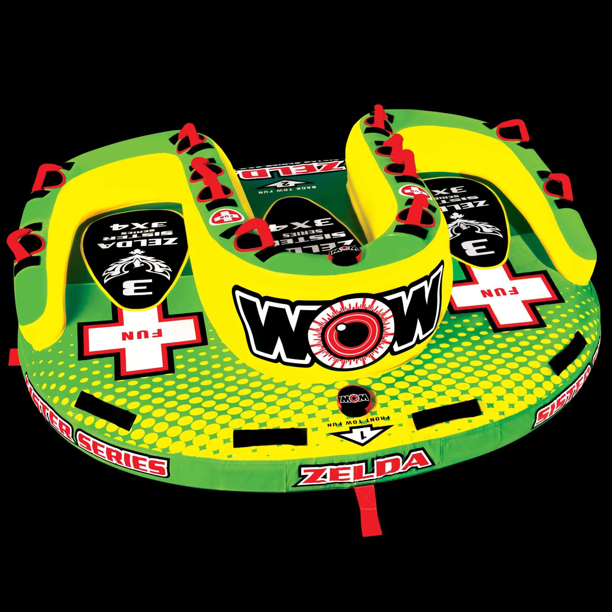 WOW Sports Zelda 1-3 Person Towable Water Tube For Pool and Lake (15-1070)