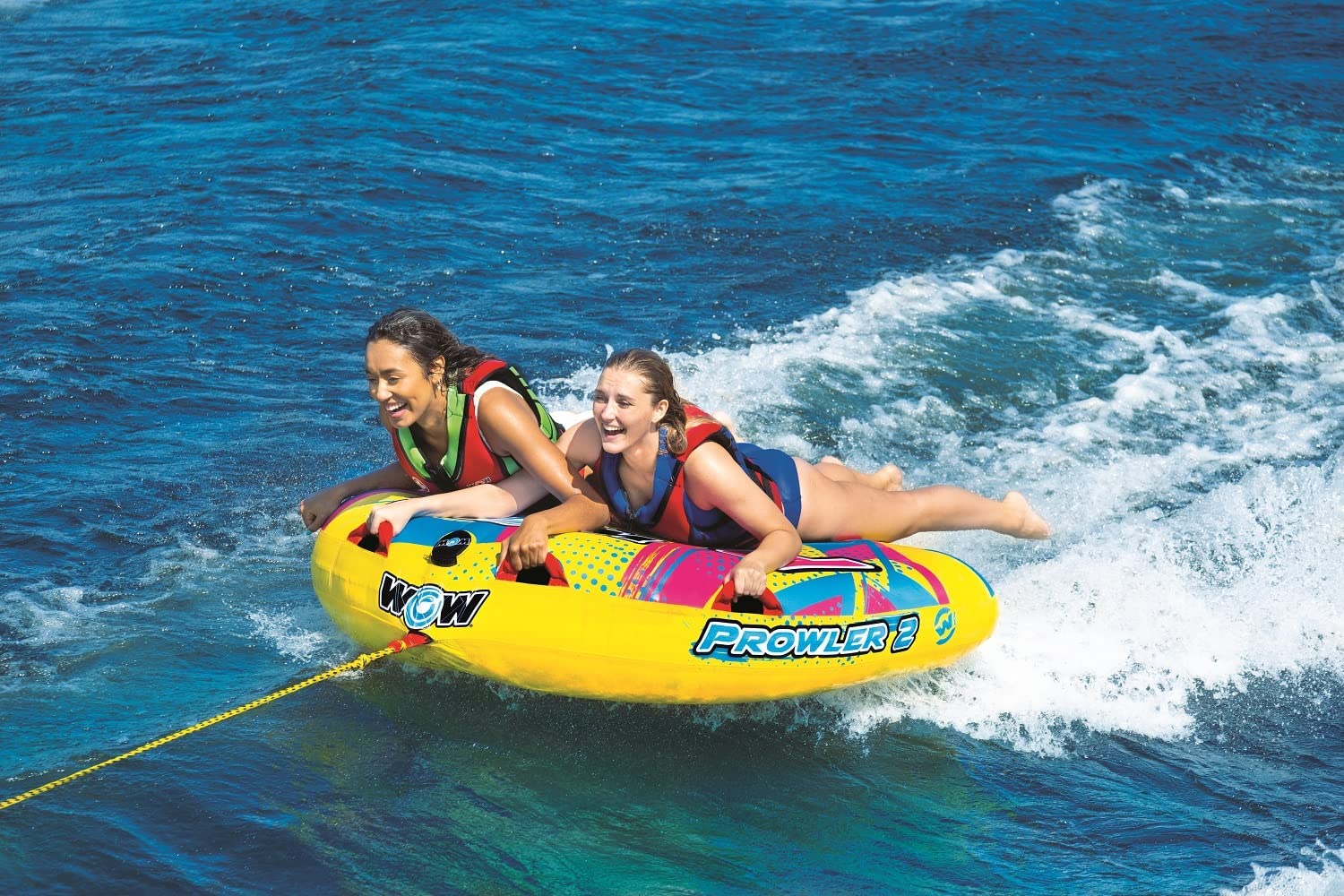 WOW Sports Prowler Towable 2 Person 2P Starter Kit with 12V Pump & 2K Tow Rope (22-WTO-3991-X)