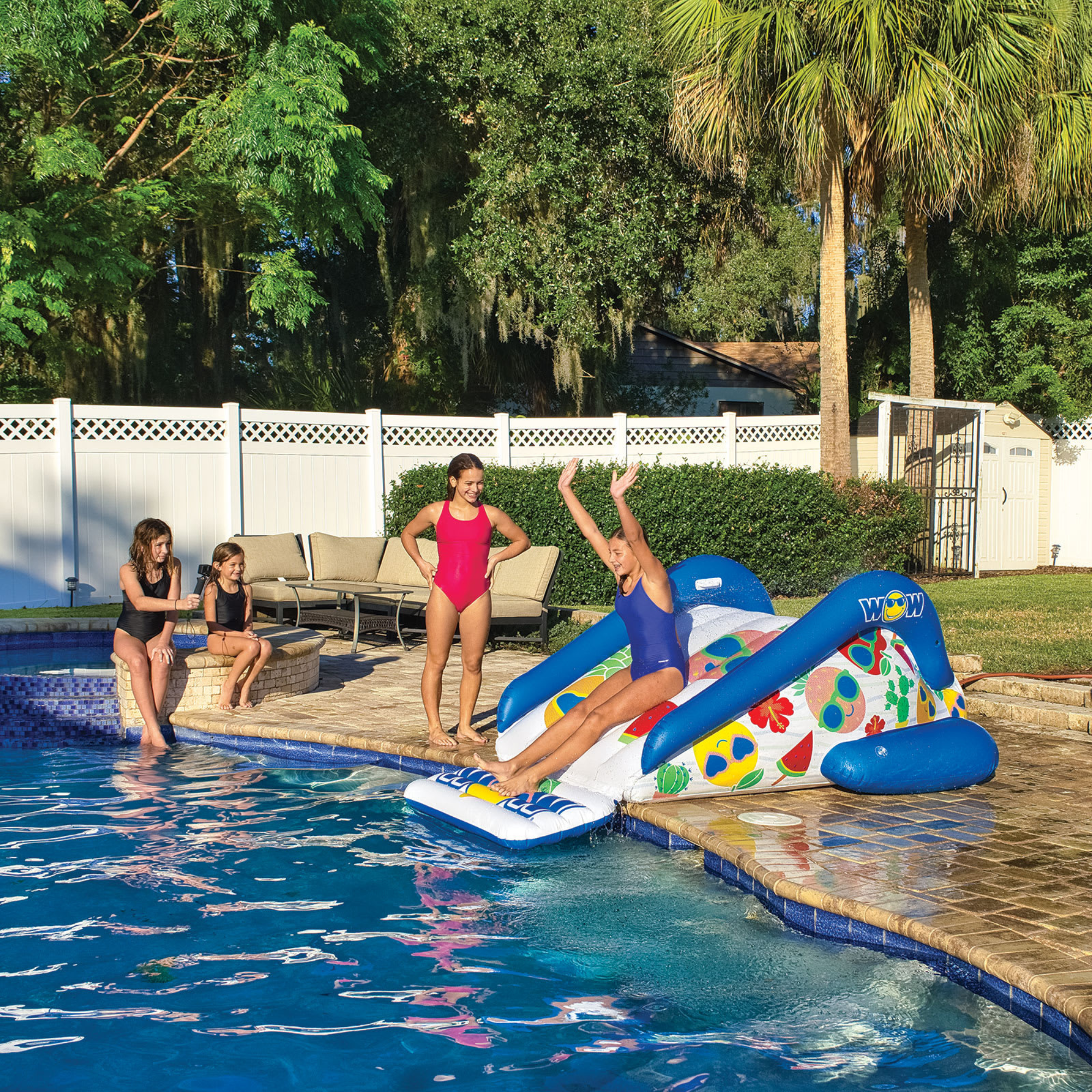 WOW Sports Fruit Fun Soaker Sprinkler Inflatable Slide for In-Ground Pools