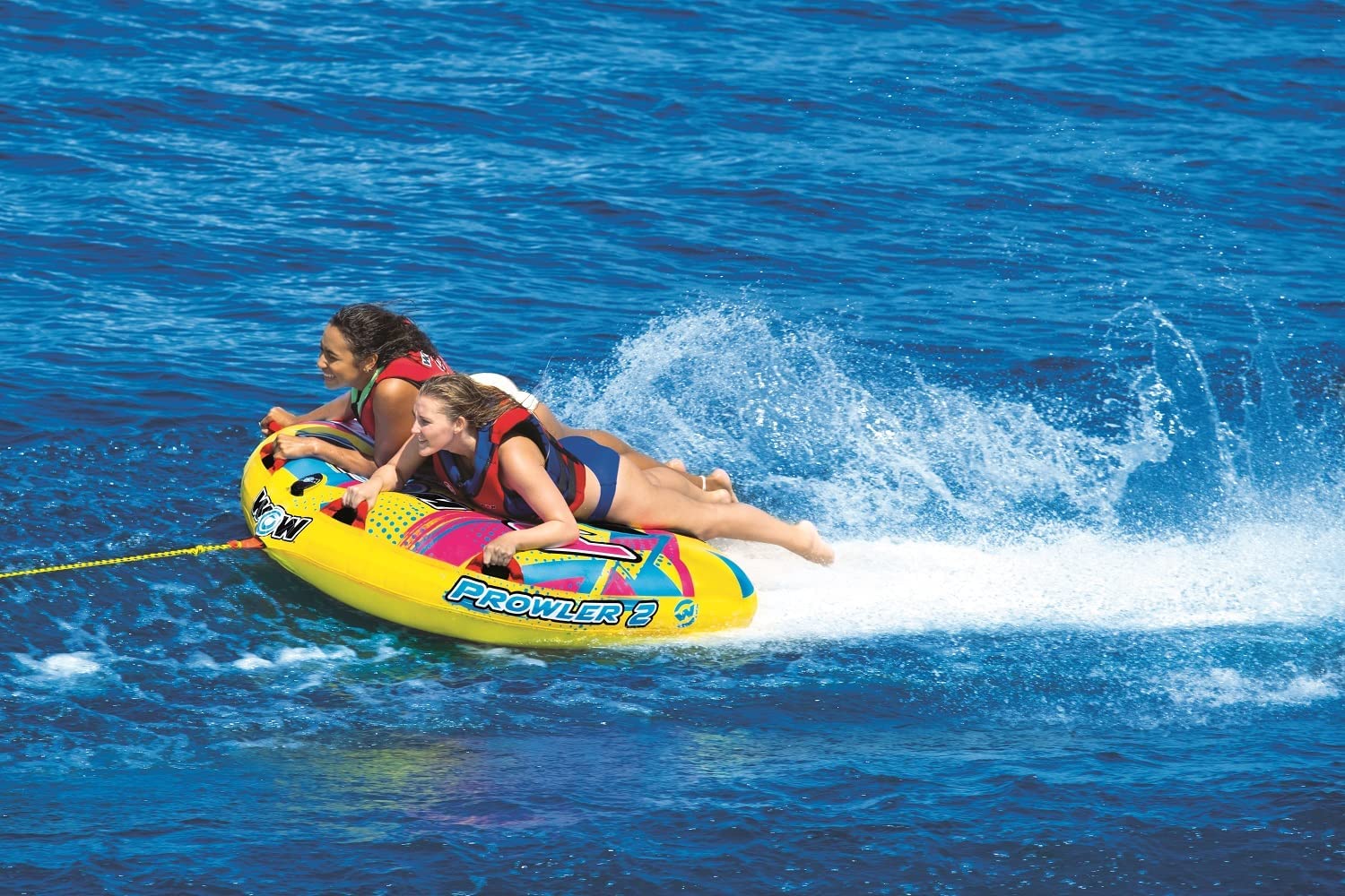 WOW Sports Prowler Towable 2 Person 2P Starter Kit with 12V Pump & 2K Tow Rope (22-WTO-3991-X)