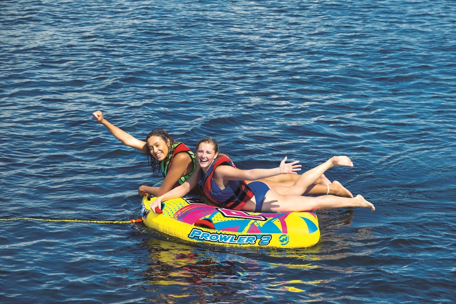 WOW Sports Prowler Towable 2 Person 2P Starter Kit with 12V Pump & 2K Tow Rope (22-WTO-3991-X)