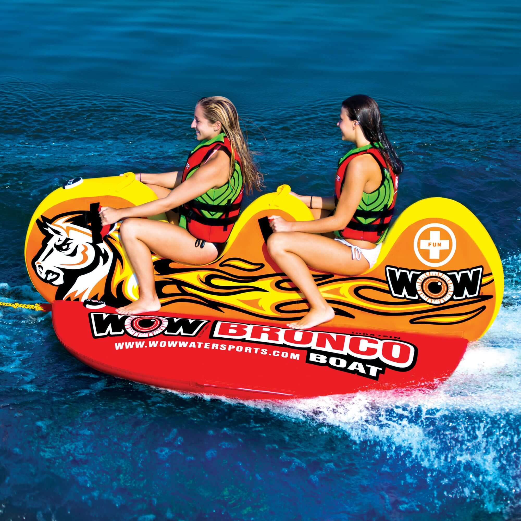 WOW Sports Bronco Boat 2 Person Towable Water Tube For Pool and Lake (14-1050)