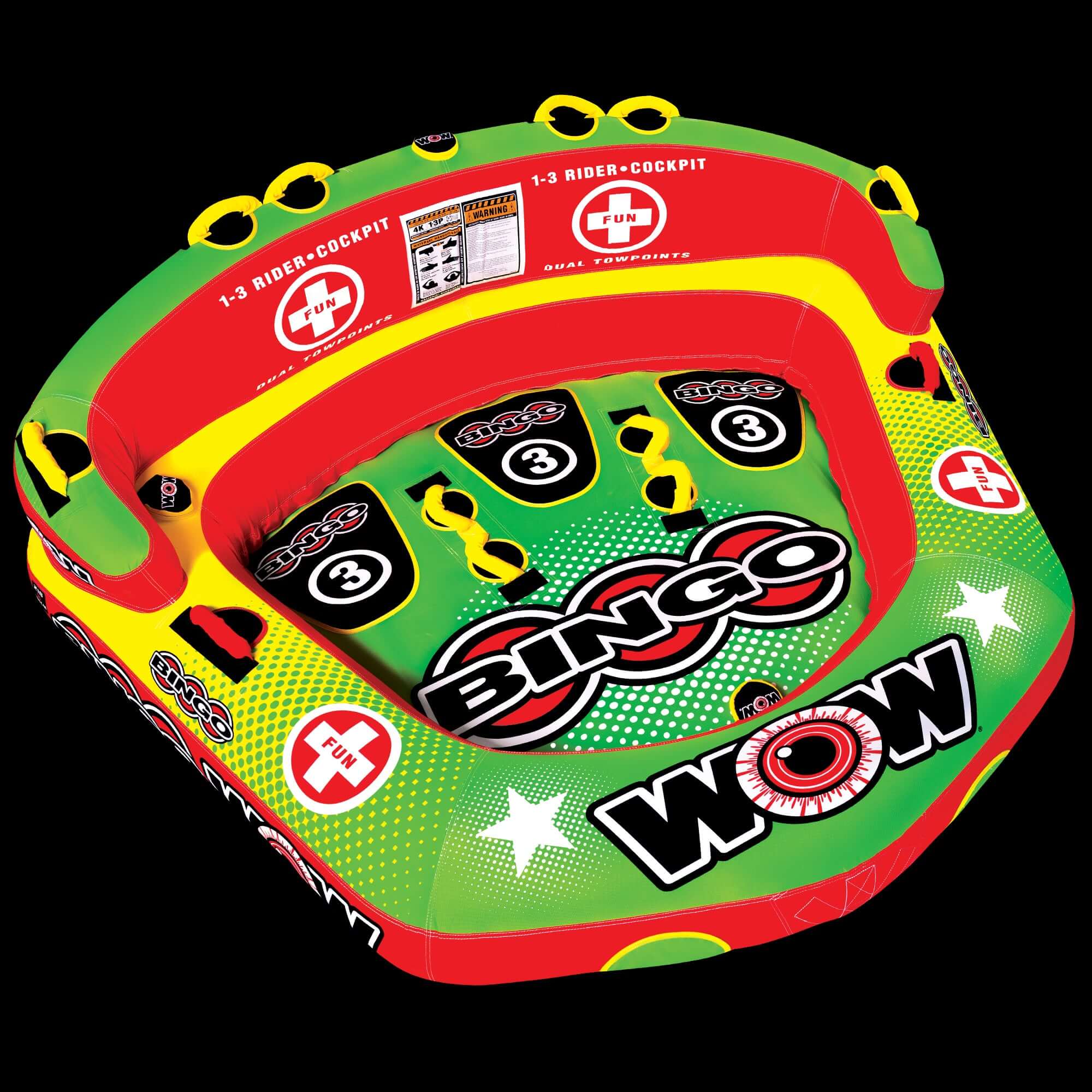 WOW Sports Bingo 1-3 Person Towable Water Tube For Pool and Lake (14-1070)