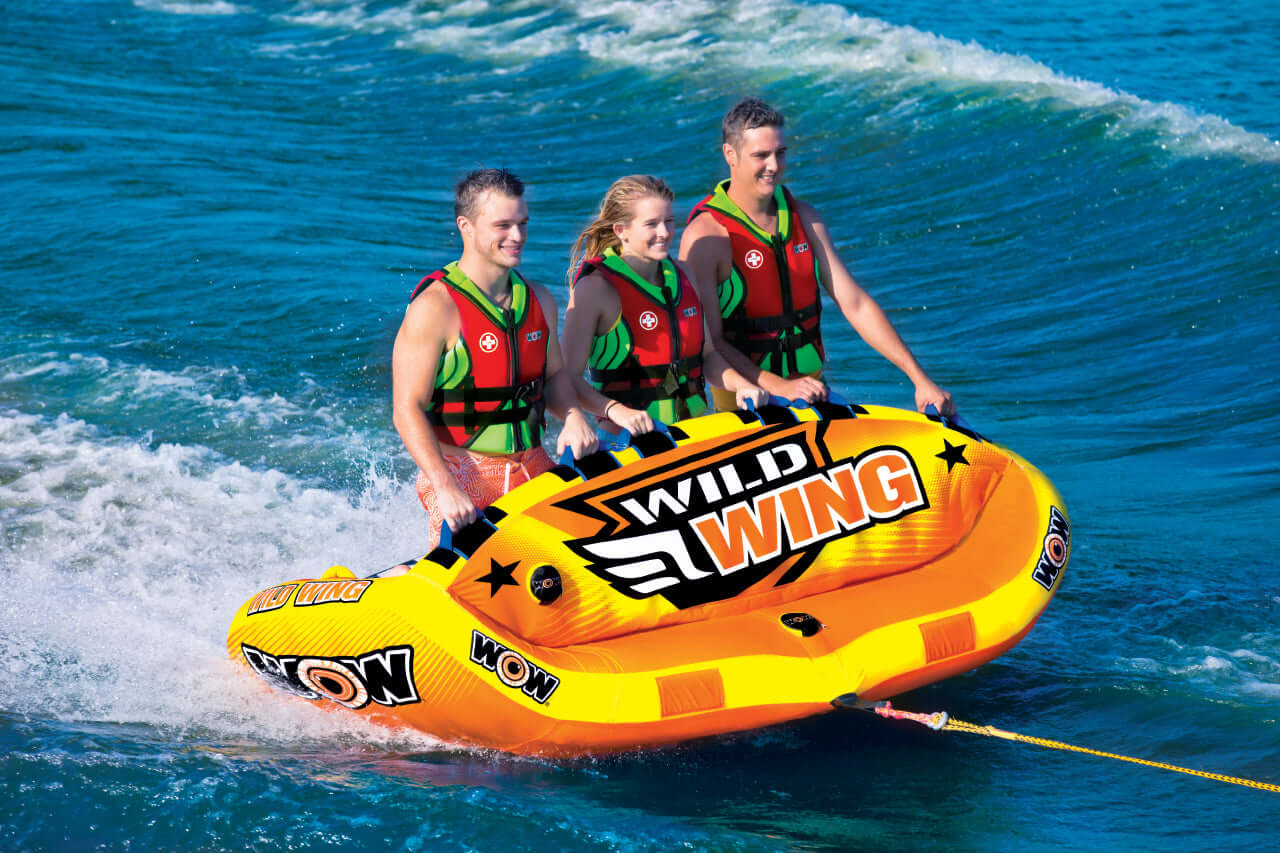 WOW Sports Wild Wing 3 Person Towable Water Tube For Pool and Lake (18-1130)