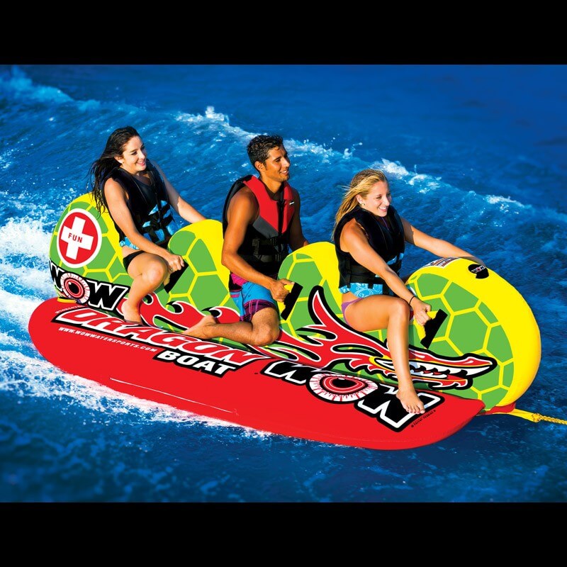 WOW Sports Dragon Boat 3 Person Towable Water Tube For Pool and Lake (13-1060)