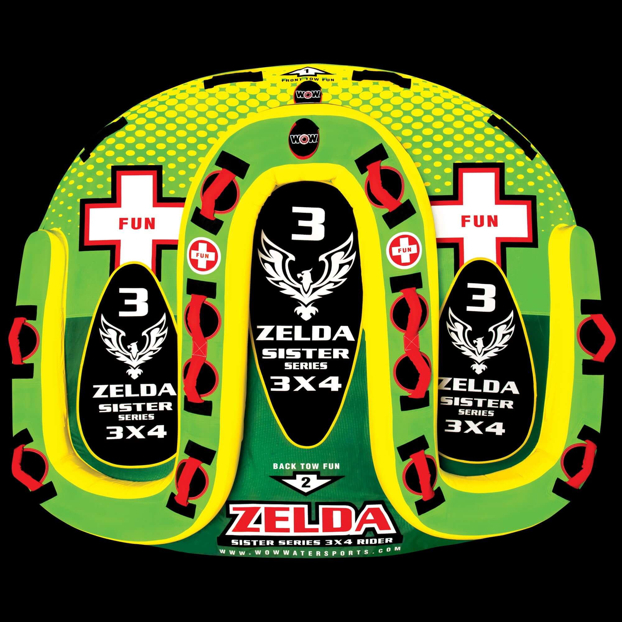 WOW Sports Zelda 1-3 Person Towable Water Tube For Pool and Lake (15-1070)