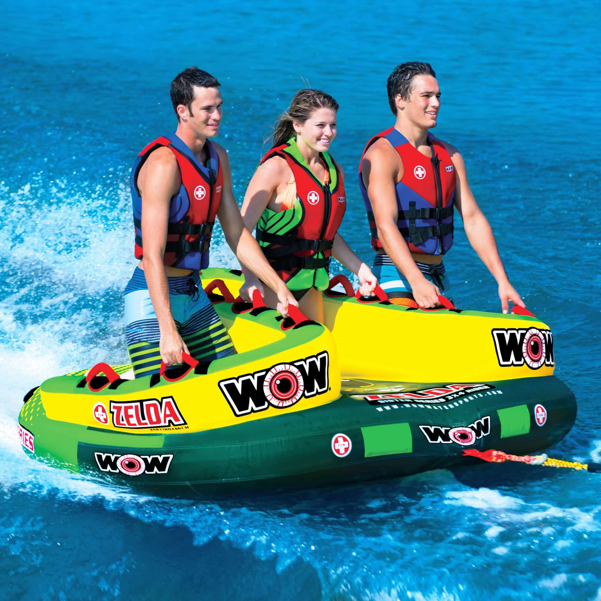WOW Sports Zelda 1-3 Person Towable Water Tube For Pool and Lake (15-1070)
