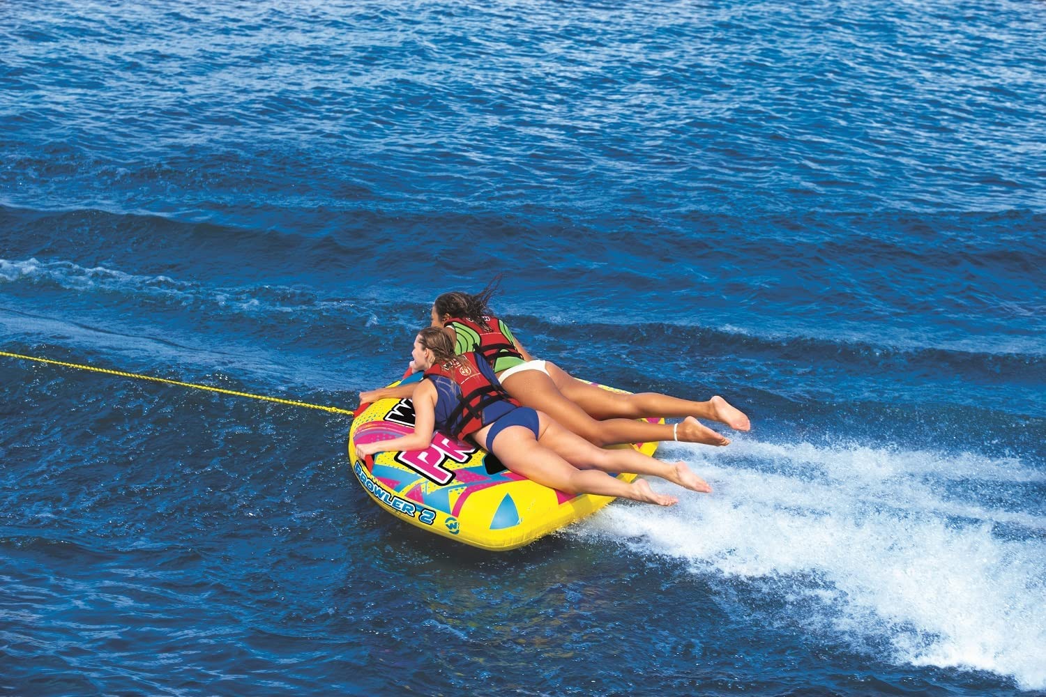 WOW Sports Prowler Towable 2 Person 2P Starter Kit with 12V Pump & 2K Tow Rope (22-WTO-3991-X)